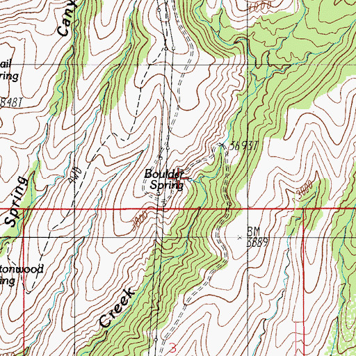 Topographic Map of Boulder Spring, AZ