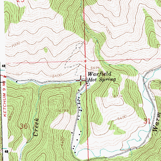 Topographic Map of Warfield Hot Spring, ID