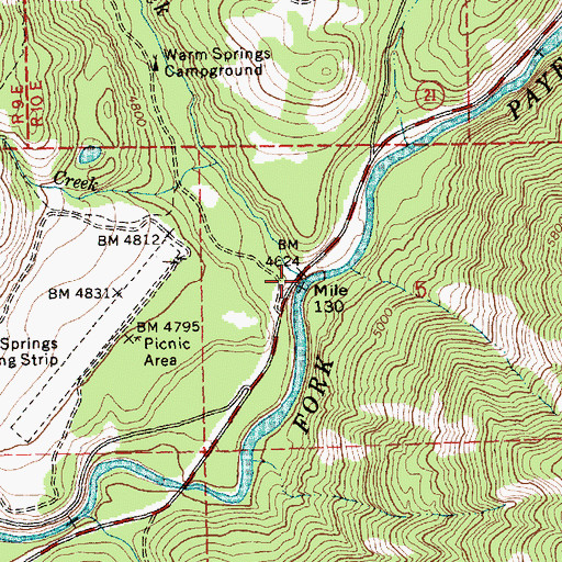 Topographic Map of Warm Spring Creek, ID