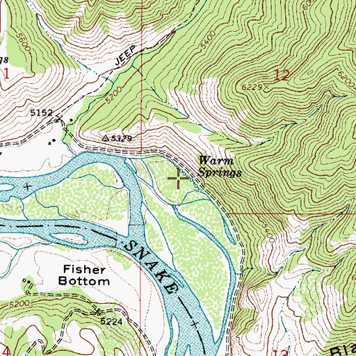 Topographic Map of Warm Springs, ID