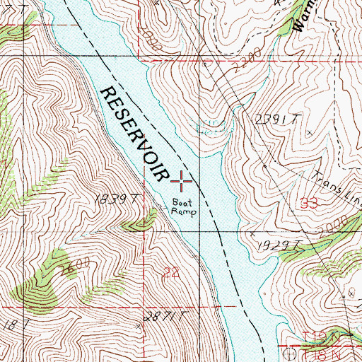 Topographic Map of Warm Springs, ID