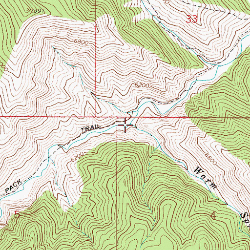 Topographic Map of Warm Springs Creek, ID