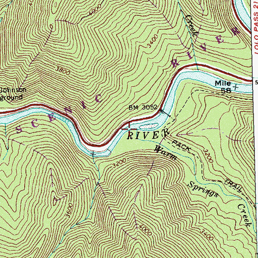 Topographic Map of Warm Springs Creek, ID