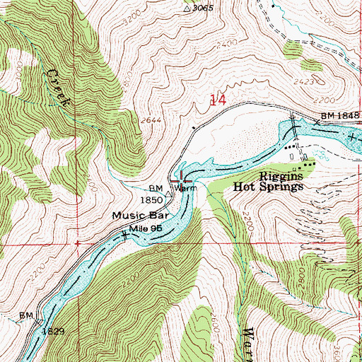 Topographic Map of Warm Springs Creek, ID