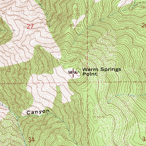 Topographic Map of Warm Springs Point, ID