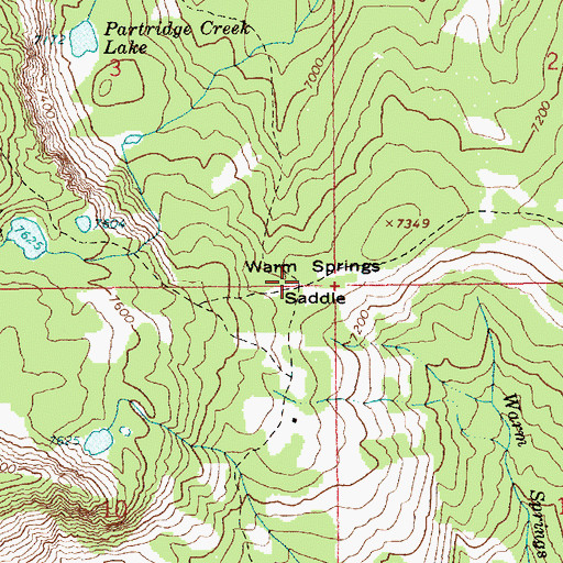 Topographic Map of Warm Springs Saddle, ID