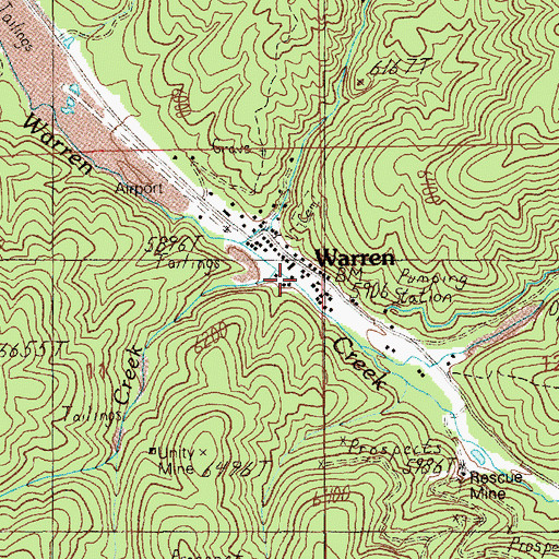 Topographic Map of Warren, ID