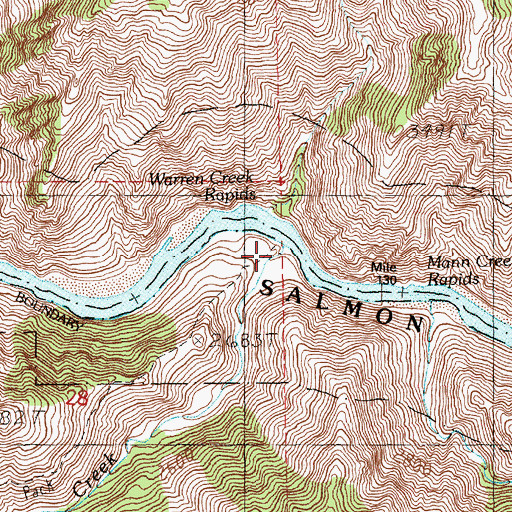 Topographic Map of Warren Creek, ID