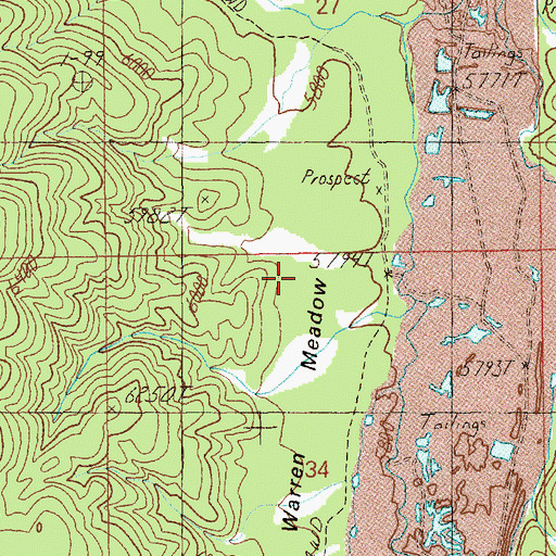 Topographic Map of Warren Meadow, ID
