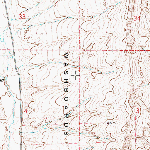 Topographic Map of Washboards, UT