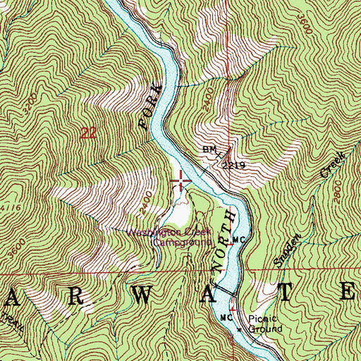 Topographic Map of Washington Creek, ID