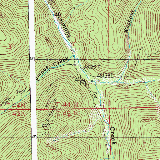 Topographic Map of Washout Creek, ID