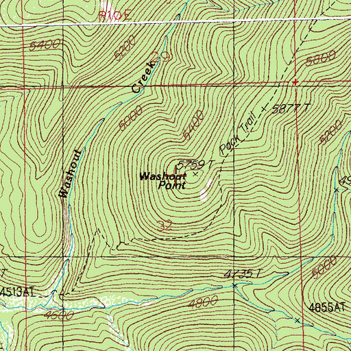 Topographic Map of Washout Point, ID