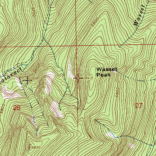 Topographic Map of Wasset Peak, ID