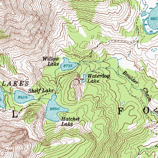 Topographic Map of Waterdog Lake, ID