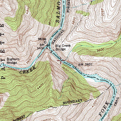Topographic Map of Waterfall Creek, ID