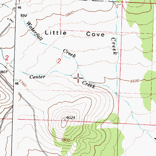Topographic Map of Waterfall Creek, ID