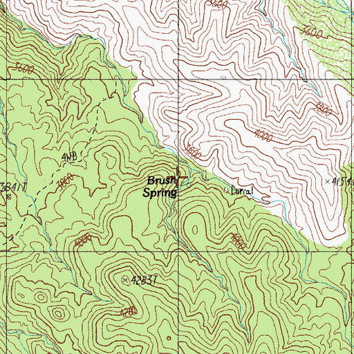 Topographic Map of Brush Spring, AZ