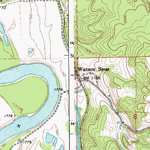 Topographic Map of Watson Spur, ID