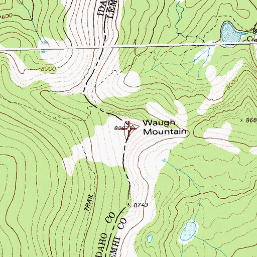Topographic Map of Waugh Mountain, ID
