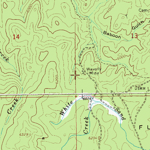 Topographic Map of Waverly Mine, ID