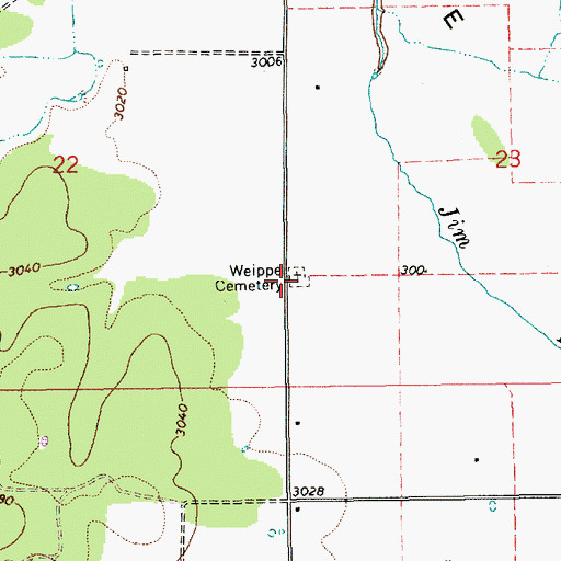 Topographic Map of Weippe Cemetery, ID