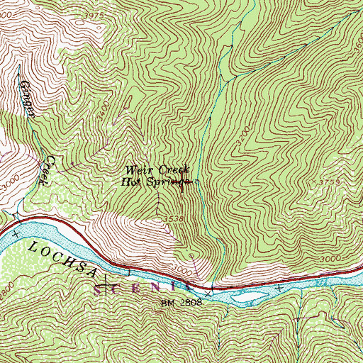 Topographic Map of Weir Creek Hot Springs, ID