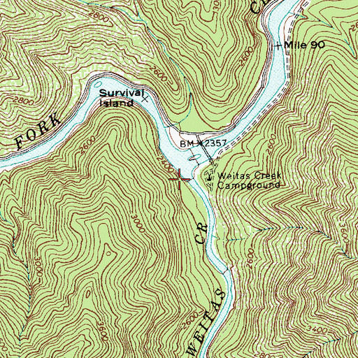 Topographic Map of Weitas Creek, ID