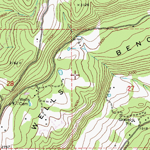 Topographic Map of Wells Bench, ID