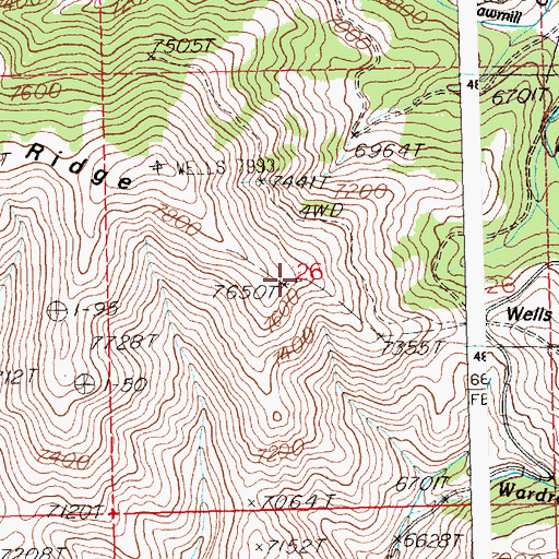 Topographic Map of Wells Summit, ID