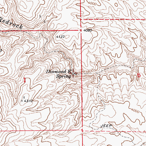 Topographic Map of Diamond E Spring, AZ