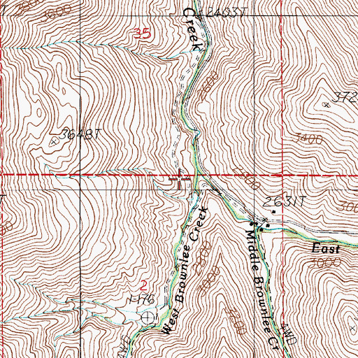 Topographic Map of West Brownlee Creek, ID