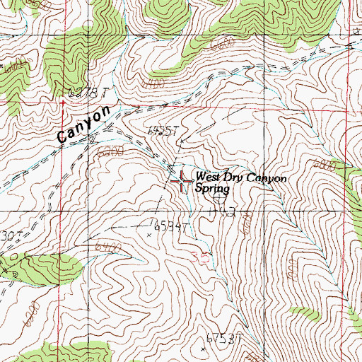 Topographic Map of West Dry Canyon Spring, ID