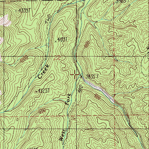 Topographic Map of West Fork Alder Creek, ID