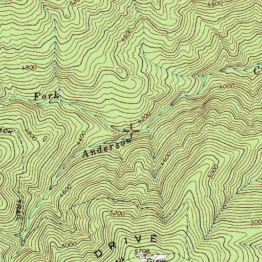 Topographic Map of West Fork Anderson Creek, ID