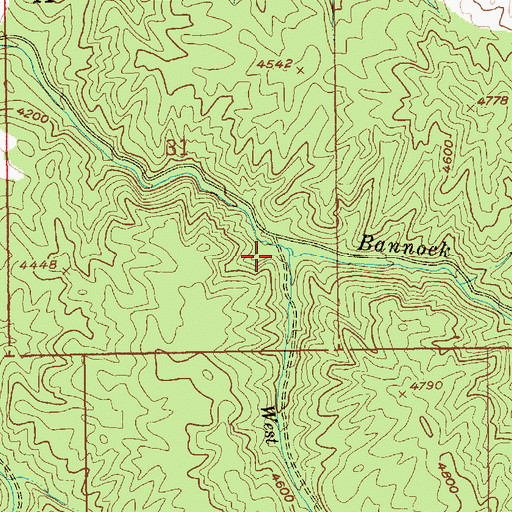 Topographic Map of West Fork Bannock Creek, ID