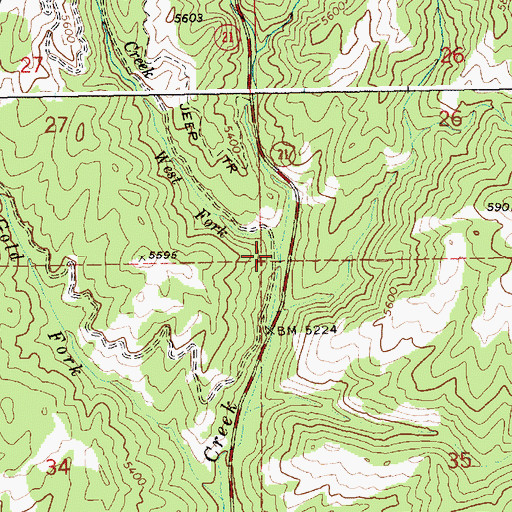 Topographic Map of West Fork Beaver Creek, ID