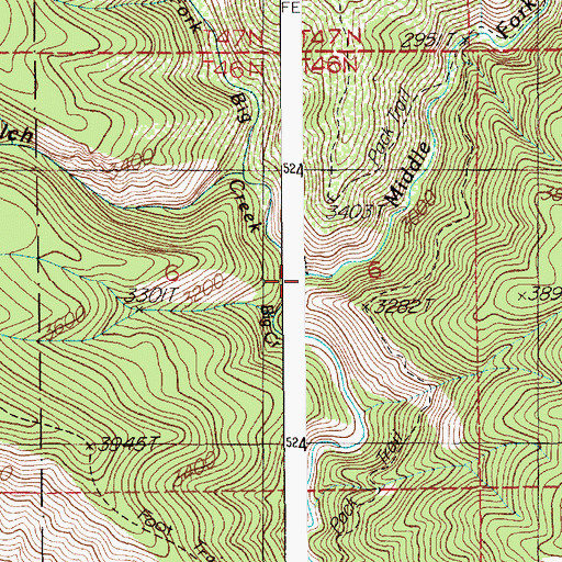 Topographic Map of West Fork Big Creek, ID