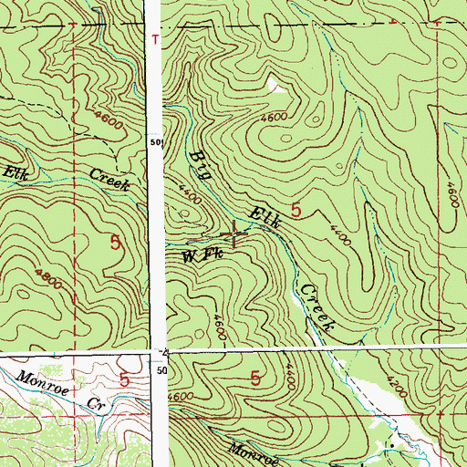 Topographic Map of West Fork Big Elk Creek, ID