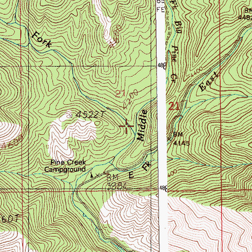 Topographic Map of West Fork Big Pine Creek, ID
