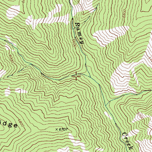 Topographic Map of West Fork Big Ramey Creek, ID