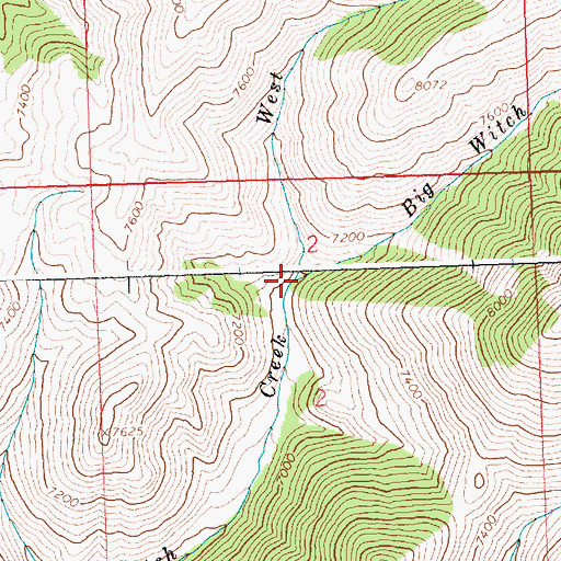 Topographic Map of West Fork Big Witch Creek, ID