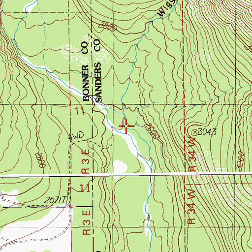 Topographic Map of West Fork Blue Creek, ID