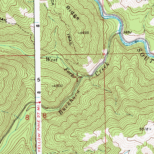 Topographic Map of West Fork Buckhorn Creek, ID