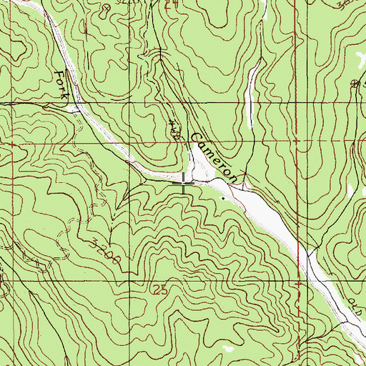 Topographic Map of West Fork Cameron Creek, ID