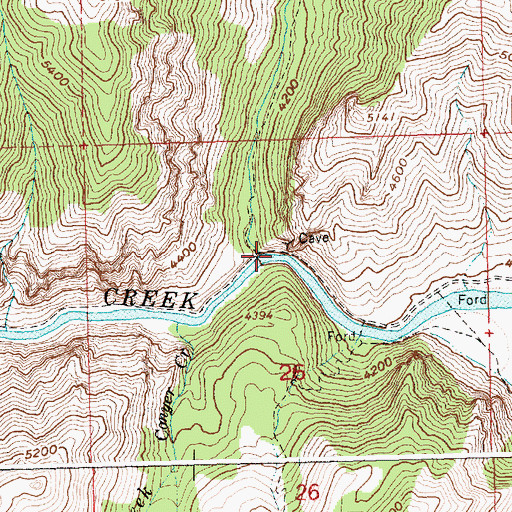 Topographic Map of West Fork Cave Creek, ID