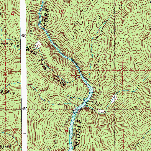 Topographic Map of West Fork Creek, ID