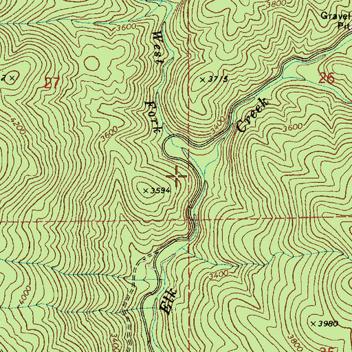 Topographic Map of West Fork Elk Creek, ID