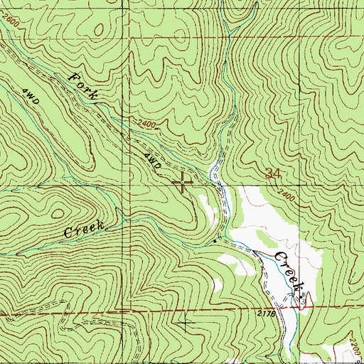 Topographic Map of West Fork Fortier Creek, ID