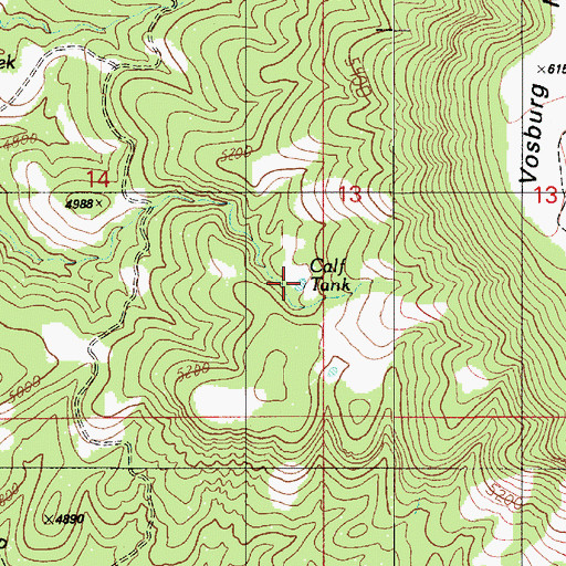 Topographic Map of Calf Tank, AZ